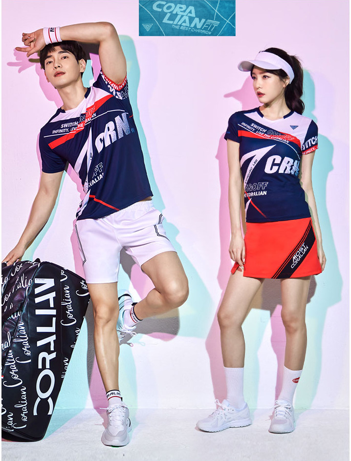 可莱安韩国羽毛球服女套装男款短袖夏季新款情侣队服透气速干上衣
