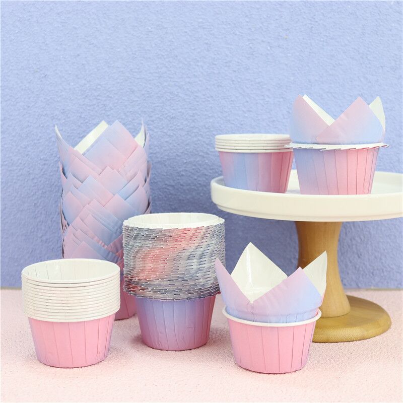 紫色系兔子纸杯蛋糕纸杯托耐高温甜品台装饰马芬卷边杯烘焙戚风