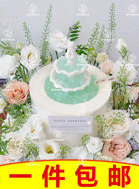 许愿池蛋糕装饰复古罗马柱小天使喷泉配件成品生日甜品台装扮插件