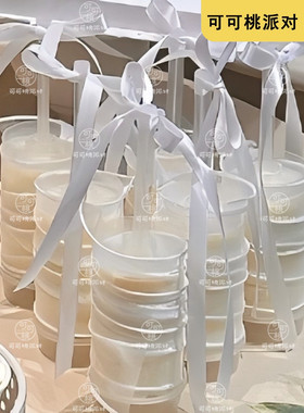 森系白色婚礼甜品台插件推推乐贴纸蝴蝶结摆件木质 love 装饰插牌