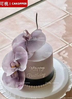 紫色仿真蝴蝶兰花束小红书同款摆件生日甜品台蛋糕装饰烘焙小插件