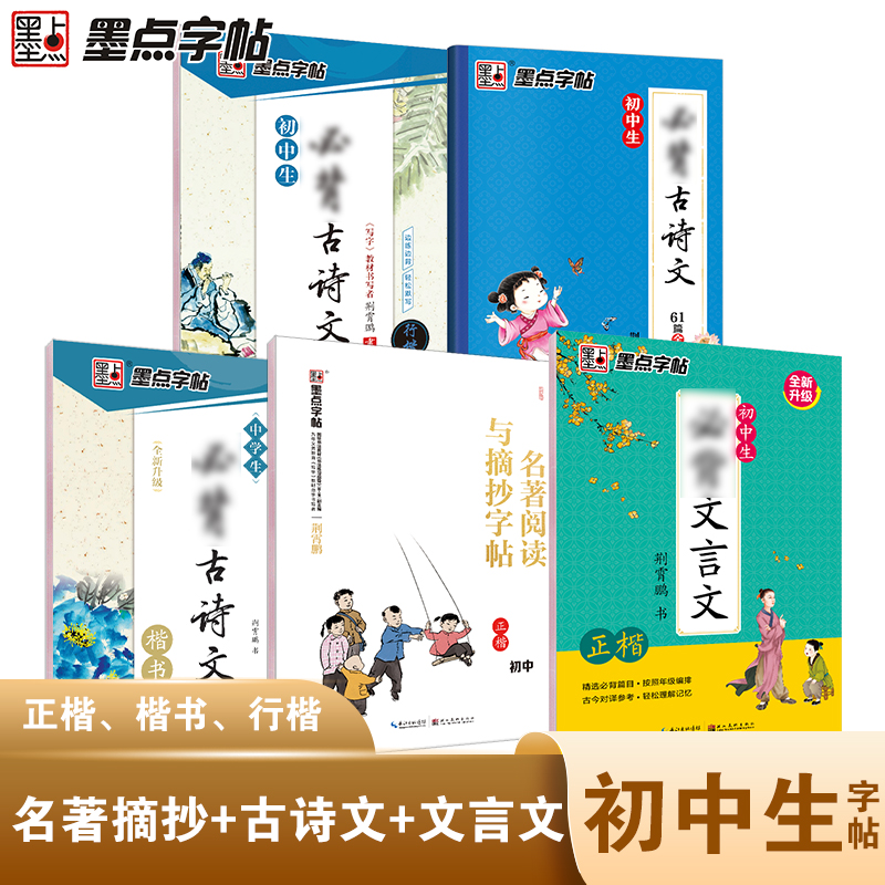当当网 墨点字帖初中生古诗文文言文 中学语文字帖初一二三字帖衡水体钢笔硬笔临摹速成中学语文古诗文字帖