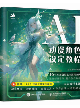 【当当网 正版图书】AI动漫角色设定教程 OC人物设定AI教程Midjourney角色设计原创二创 AI零基础 世界观MJ同人设定