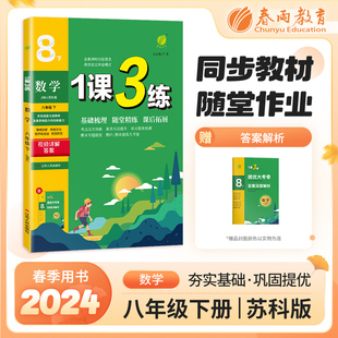 1课3练 八年级下册 初中数学 苏科版 2024年春新版教材同步单元提优期中期末测试卷随堂练习册全优作业本