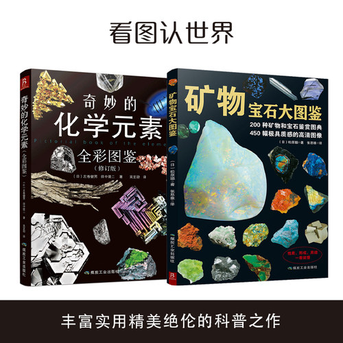 看图认世界（套装2册）矿物宝石大图鉴+奇妙的化学元素 200种矿物宝石鉴赏图典+化学知识大全元素周期表书科学科普走进奇妙的化学