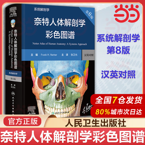 奈特人体解剖学彩色图谱 系统解剖学 第8版 人民卫生出版社 张卫光编著 神经系统和感觉器 脑神经与颈神经 运动系统 大体解剖解刨