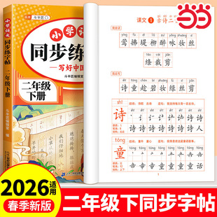 斗半匠 小学语文同步练字帖 二年级下册同步字帖一二类字人教版小学生每日一练硬笔钢笔字贴儿童生字笔画笔顺控笔训练描红练字贴