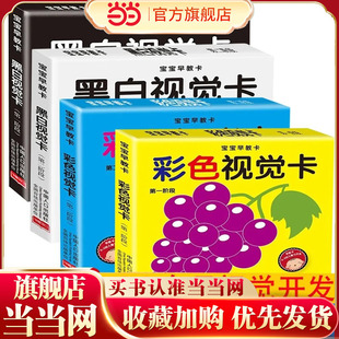 宝宝早教卡黑白彩色视觉卡第一阶段+第二阶段全4册 0到12个月新生的儿视觉激发黑白卡宝宝追视闪卡0岁宝宝认知儿童视觉追视益智玩