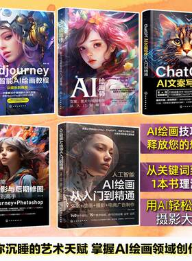 当当网 Midjourney 人工智能AI绘画教程从娱乐到商用 prompt描述语 stable difussion玩赚AI绘画软件AIGC插画设计视频制作视觉应用
