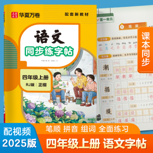 每日一练天天练拼音本田字格生字抄写本楷书笔画笔顺字帖 书法练字本 华夏万卷 四年级上册语文同步练字帖小学生专用2025秋RJ人教版