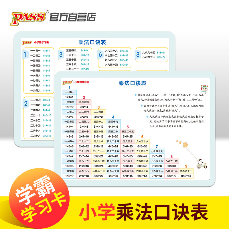 当当网正版书籍 学霸学习卡·小学乘法口诀表（新国标）小学英语音标速查 汉语拼音音节加法减法口诀