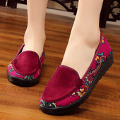 老北京布单鞋 女方口妈妈老奶奶宽胖脚加肥春秋穿平底防滑41大42码