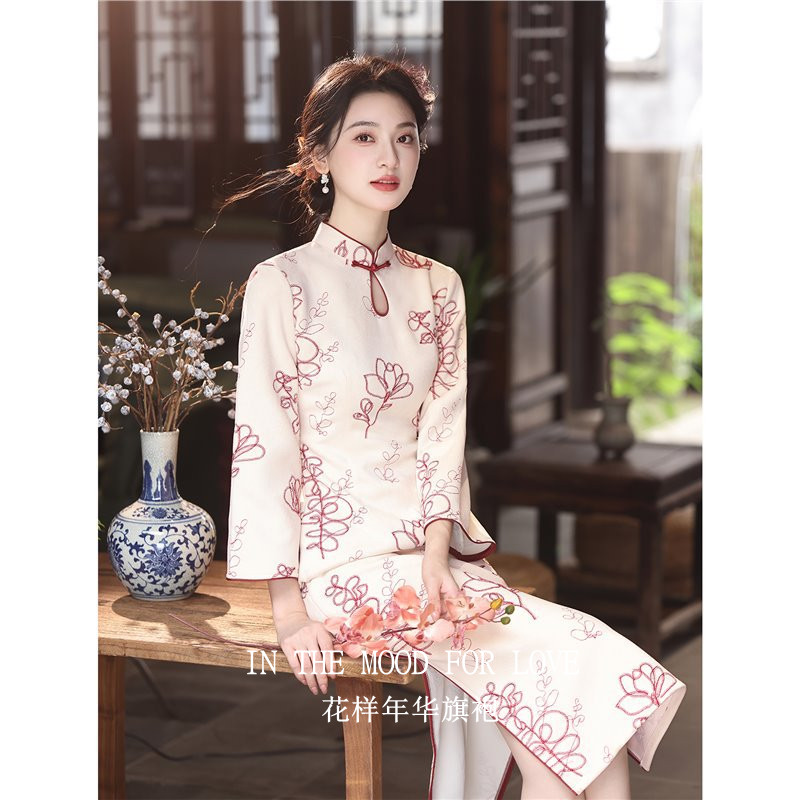 四小姐花样年华旗袍长袖秋冬2026新款女新中式国风连衣裙绣花