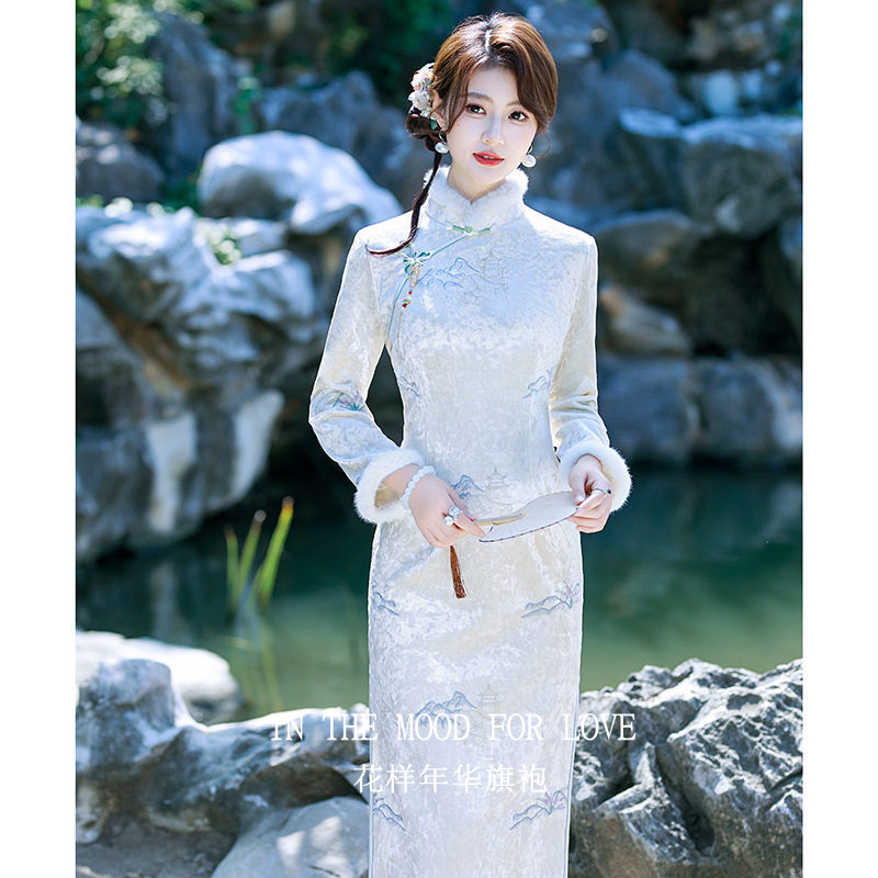 四小姐花样年华旗袍新中式国风绝美时尚长款收腰显瘦改良冬款