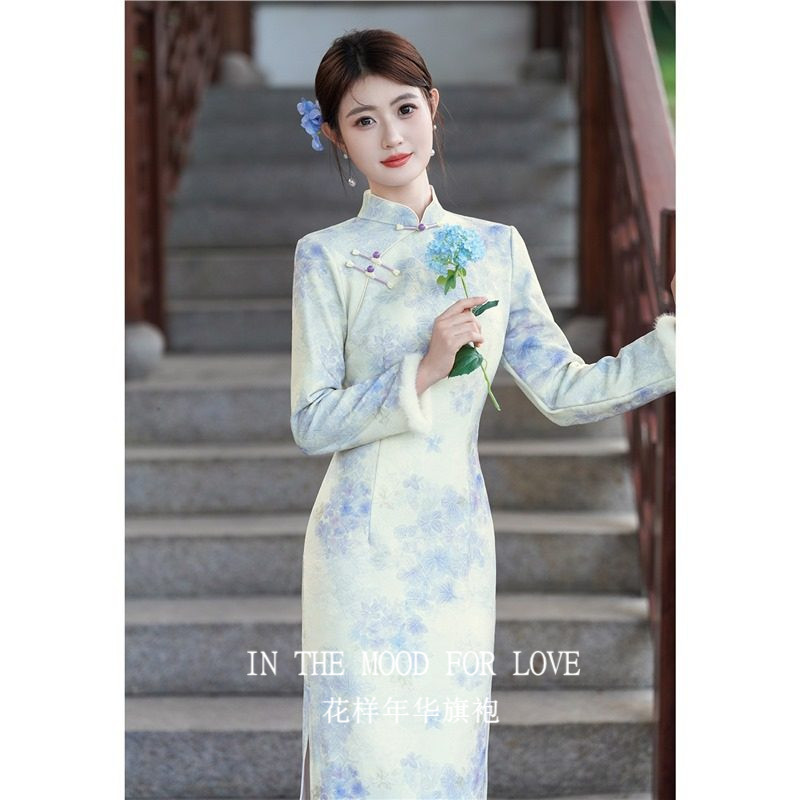 四小姐花样年华旗袍加绒秋冬新中式国风长袖日常可穿女连衣裙