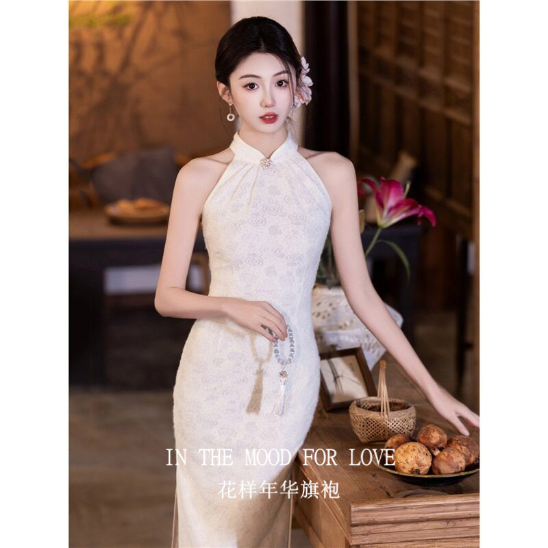 四小姐花样年华旗袍新中式国风订婚领证小礼服日常无袖挂脖连衣裙
