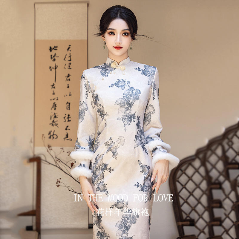 四小姐花样年华旗袍新中式年轻款国风冬季加绒绝美设计感女保暖