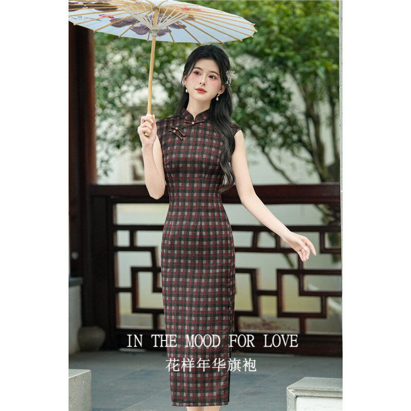 四小姐复古旗袍修身连衣