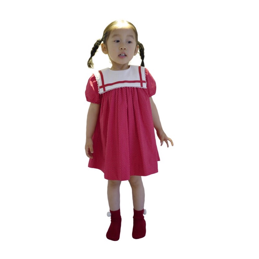 CÂè×ÔÖÆBabyCŮͯ±¦±¦Ô´´ÐÂÆ·ºìÉ«²¨µãVintageÏÄ×°Á¬ÒÂȹ¹«Ö÷ȹ