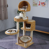 绿尚藤编大型猫爬架实木柱子剑麻猫树猫窝猫抓板猫跳台剑麻猫别墅