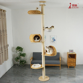 顶天立地实木通天柱藤编猫爬架不占地猫树大型太空舱猫窝剑麻绳