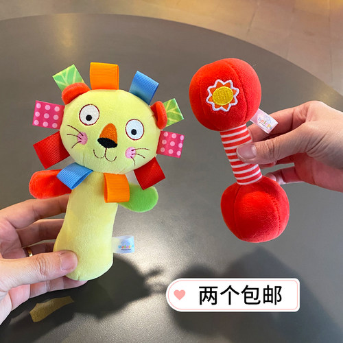 婴儿手摇铃毛绒布艺安抚玩具追视