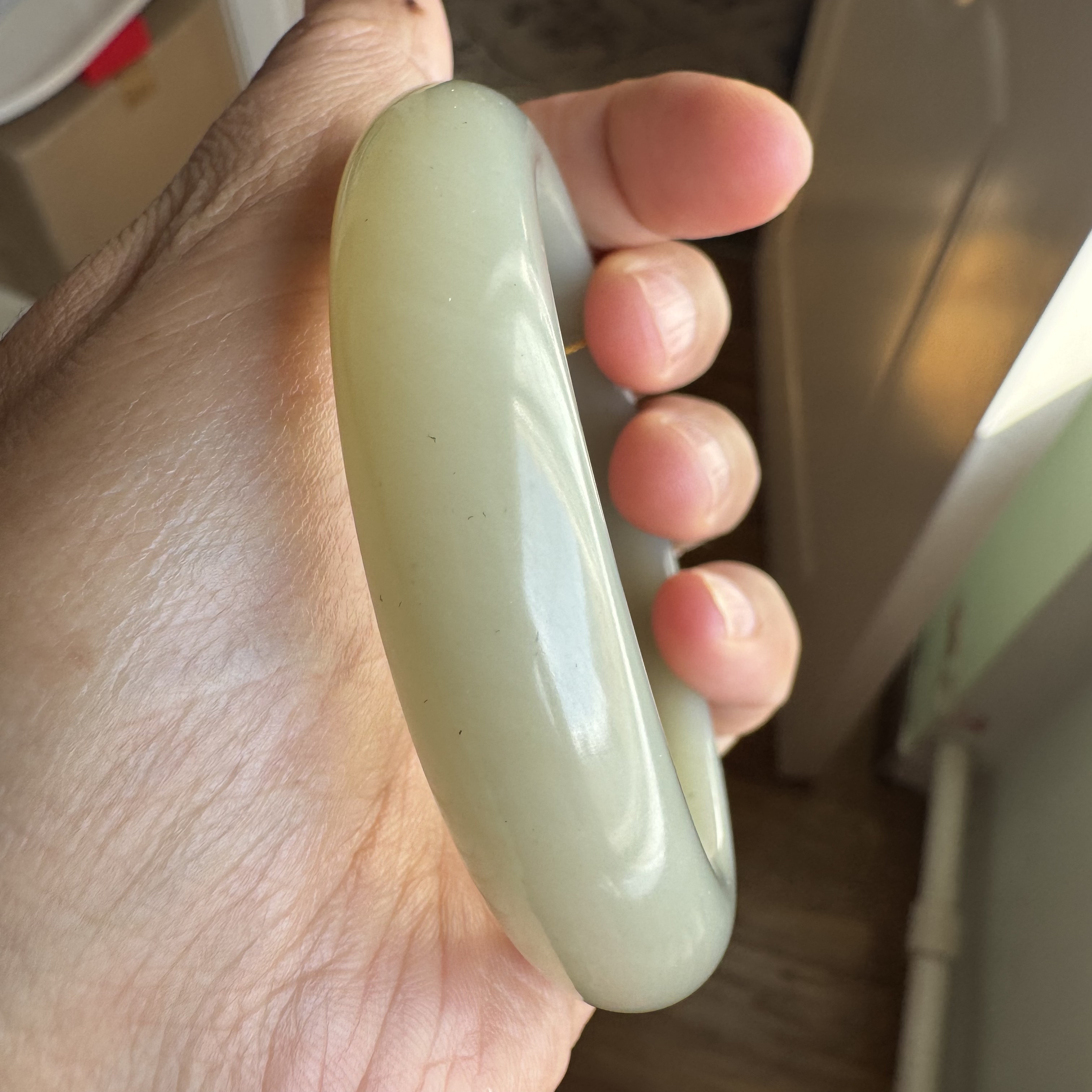 56.5圈新疆和田玉高青白玉手青白玉