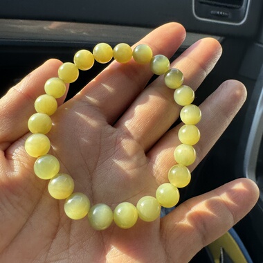 新疆且末黑羊洞和田玉猫眼手串8mm圆珠金猫女士佩戴精美新年礼物