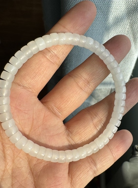 新疆和田玉羊脂白玉手串天泰矿润白无暇6mm直切片手链女士戴漂亮