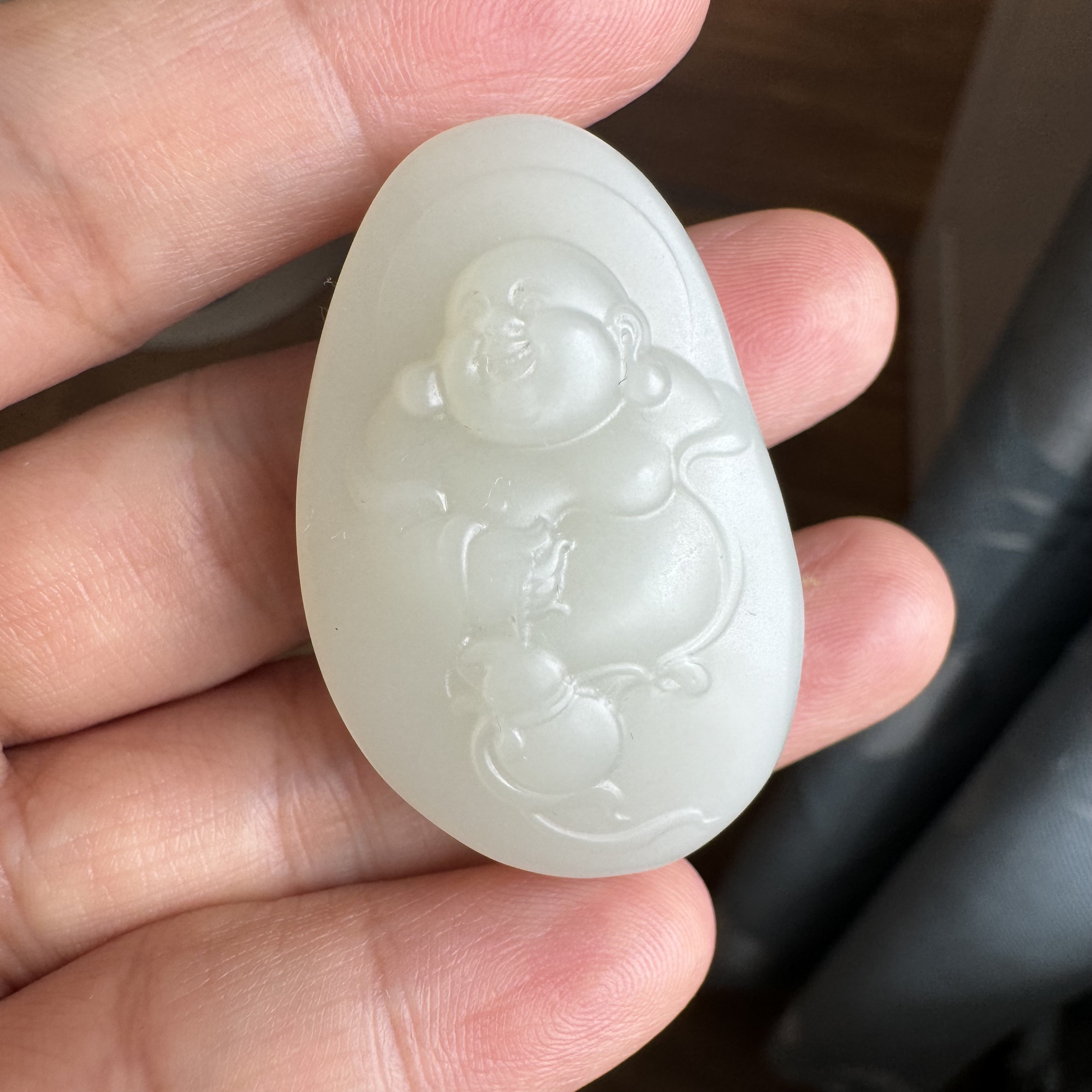 新疆且末和田玉白玉佛公吊坠牌甜水河油膏过眼过灯无暇男女挂件