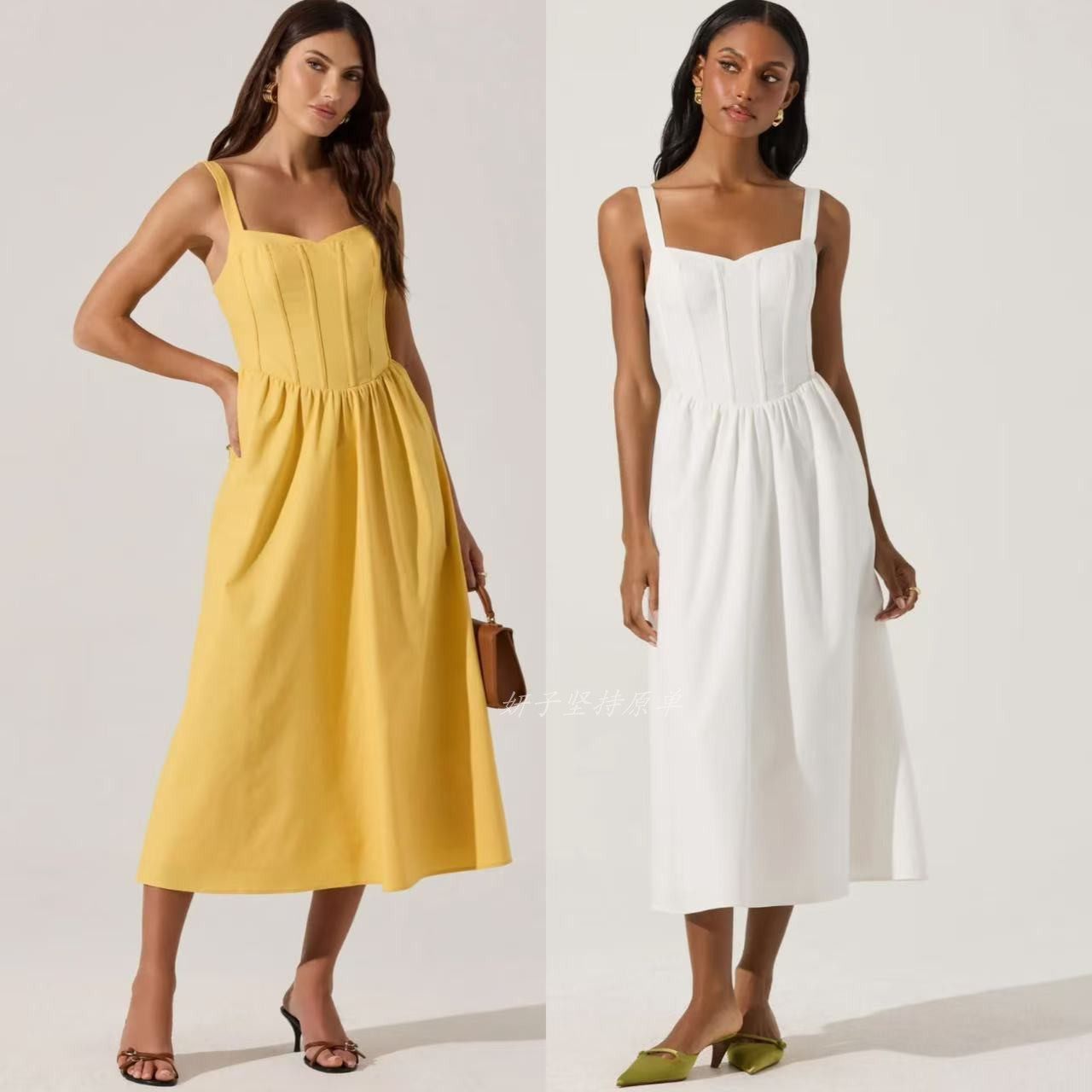 外贸单法式复古赫本风复古棉麻质感鱼骨A字摆宽吊带裙,女装/女士精品,连衣裙,淘宝优惠券,粉丝福利购,淘宝优惠卷