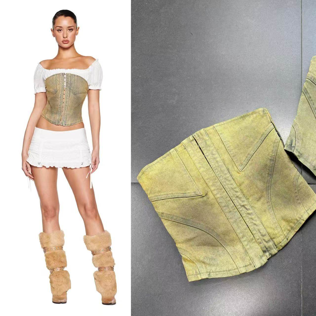 澳洲单辣妹单 I.AM.GI@废土风洗水牛仔钩扣抹胸小上衣性感辣妹,女装/女士精品,抹胸,淘宝优惠券,粉丝福利购,淘宝优惠卷