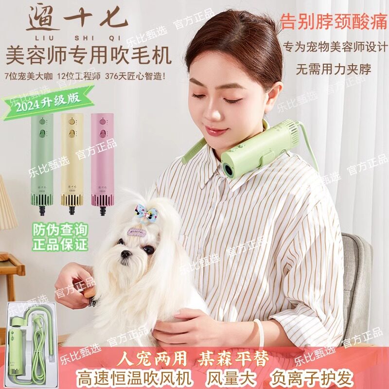 遛十七专业宠物美容吹风机高低双速大风力挂脖狗狗猫咪吹水拉毛机