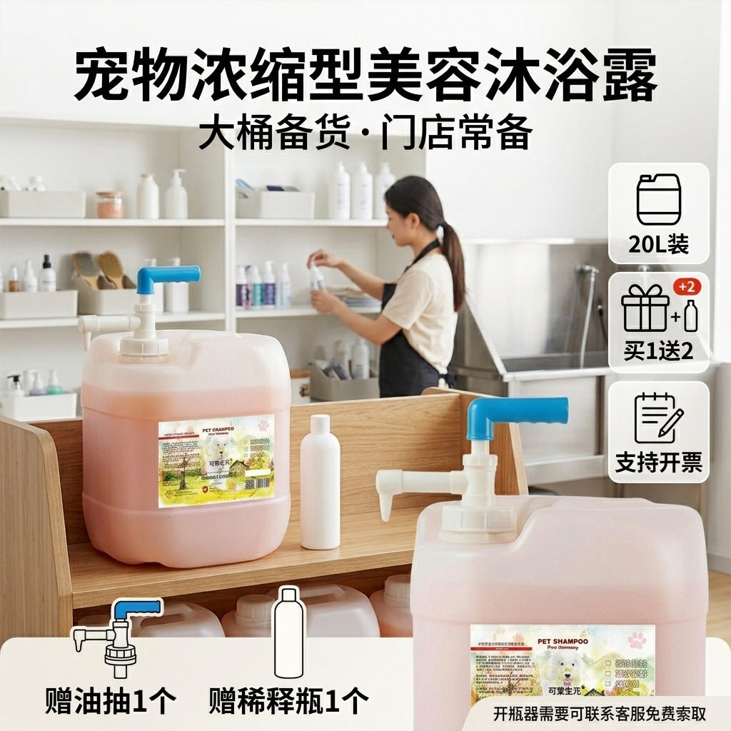 厂家现货大桶宠物猫狗沐浴露香波 20 公斤装宠物店用猫狗浴液香波