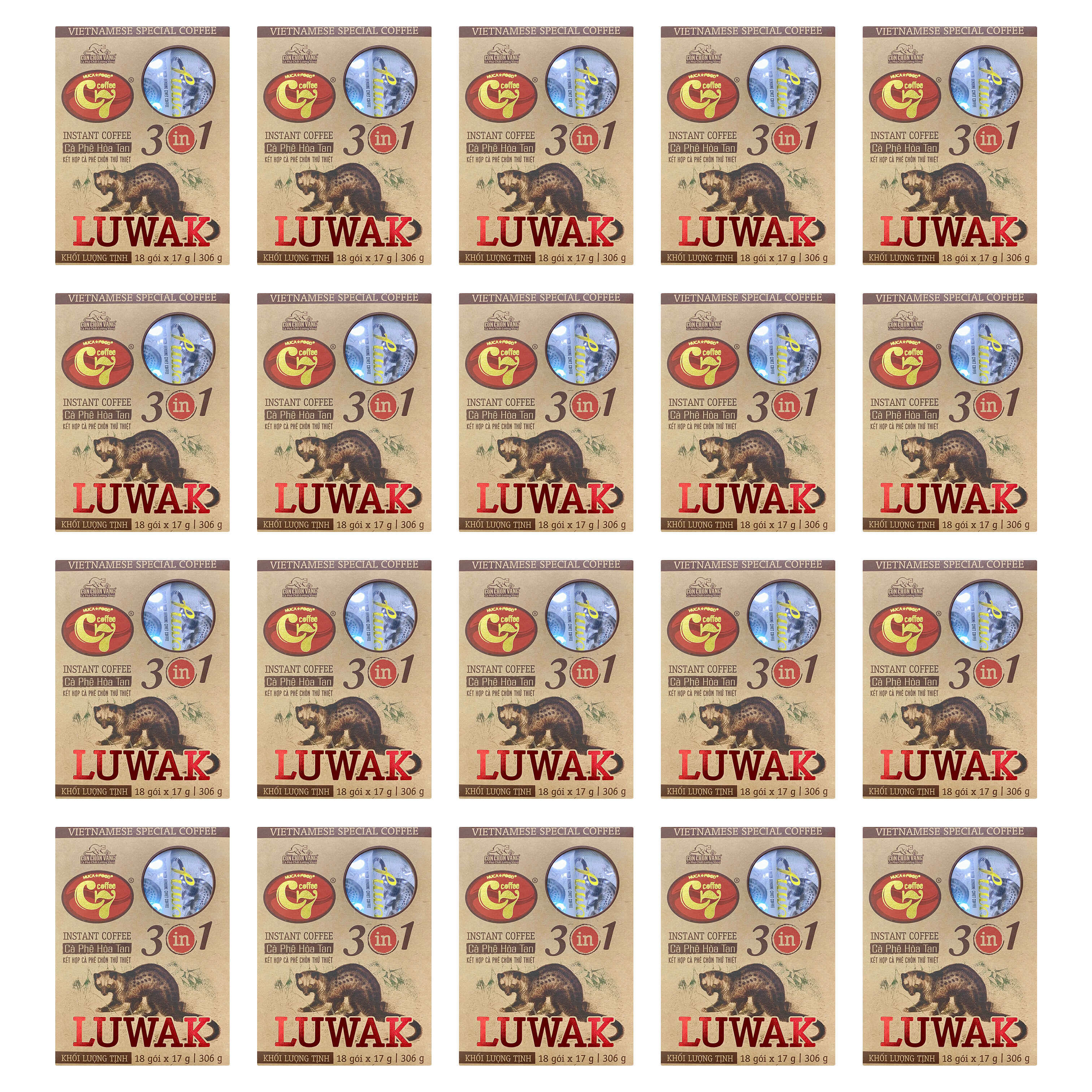 越南直邮Golden Weasel C7麝香猫Luwak猫屎速溶3in1咖啡 批量20盒
