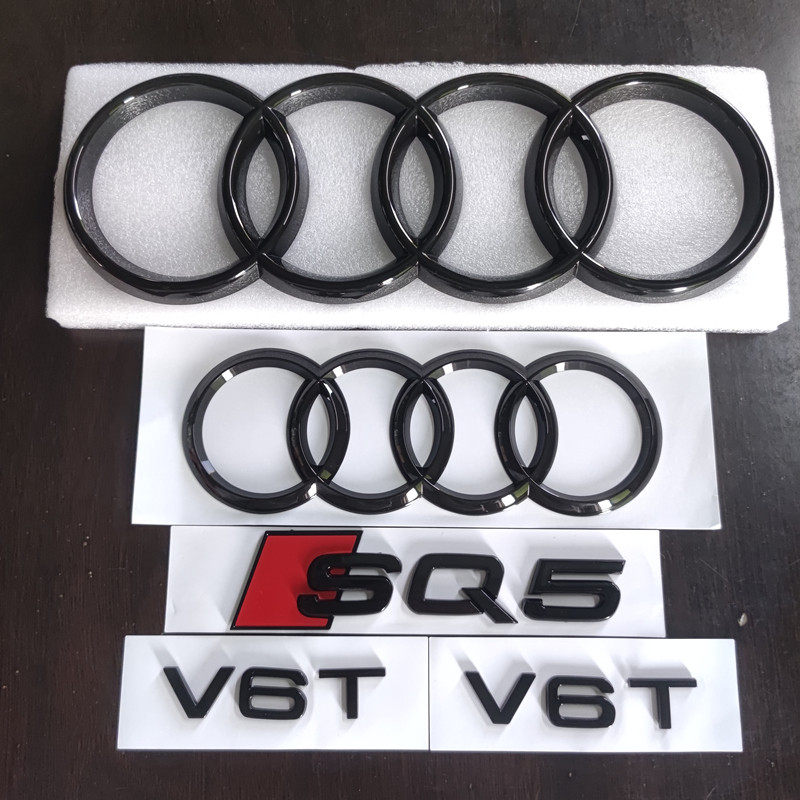 新款奥迪SQ5车标原厂中网四环标V6T侧标黑色后尾标贴改装汽车贴标