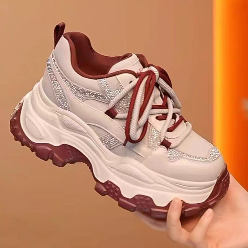 真皮厚底老爹鞋女2026新款超火鞋子小个子增高春秋季运动鞋女透气