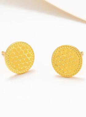 【5D工艺龙鳞耳钉】黄金色耳钉男女同款设计个性小众耳饰结婚三金