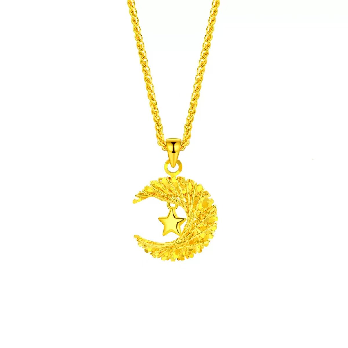 【金店同款】黄金色项链月亮星星吊坠锁骨链日月星辰精致百搭高级