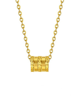 金店同款黄金色项链转运珠金小蛮腰吊坠配O字项链结婚送礼锁骨链