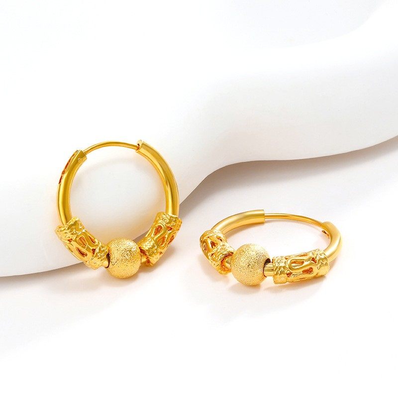 【金店同款】黄金色耳环磨砂珠珠耳扣复古耳饰转运珠首饰结婚送礼,饰品/流行首饰/时尚饰品新,耳环,淘宝优惠券,粉丝福利购,淘宝优惠卷