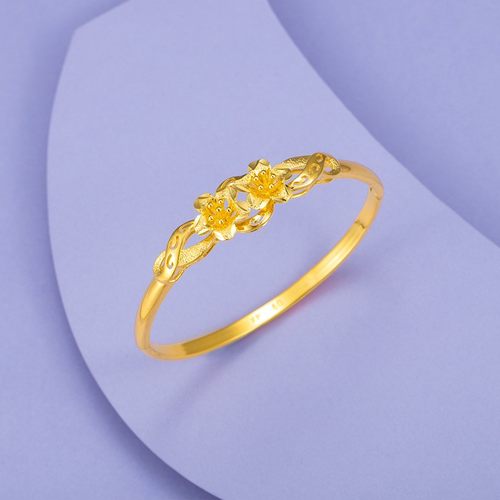 【双花黄金手镯】金店同款仿真黄金手环复古风花朵椭圆形结婚三金