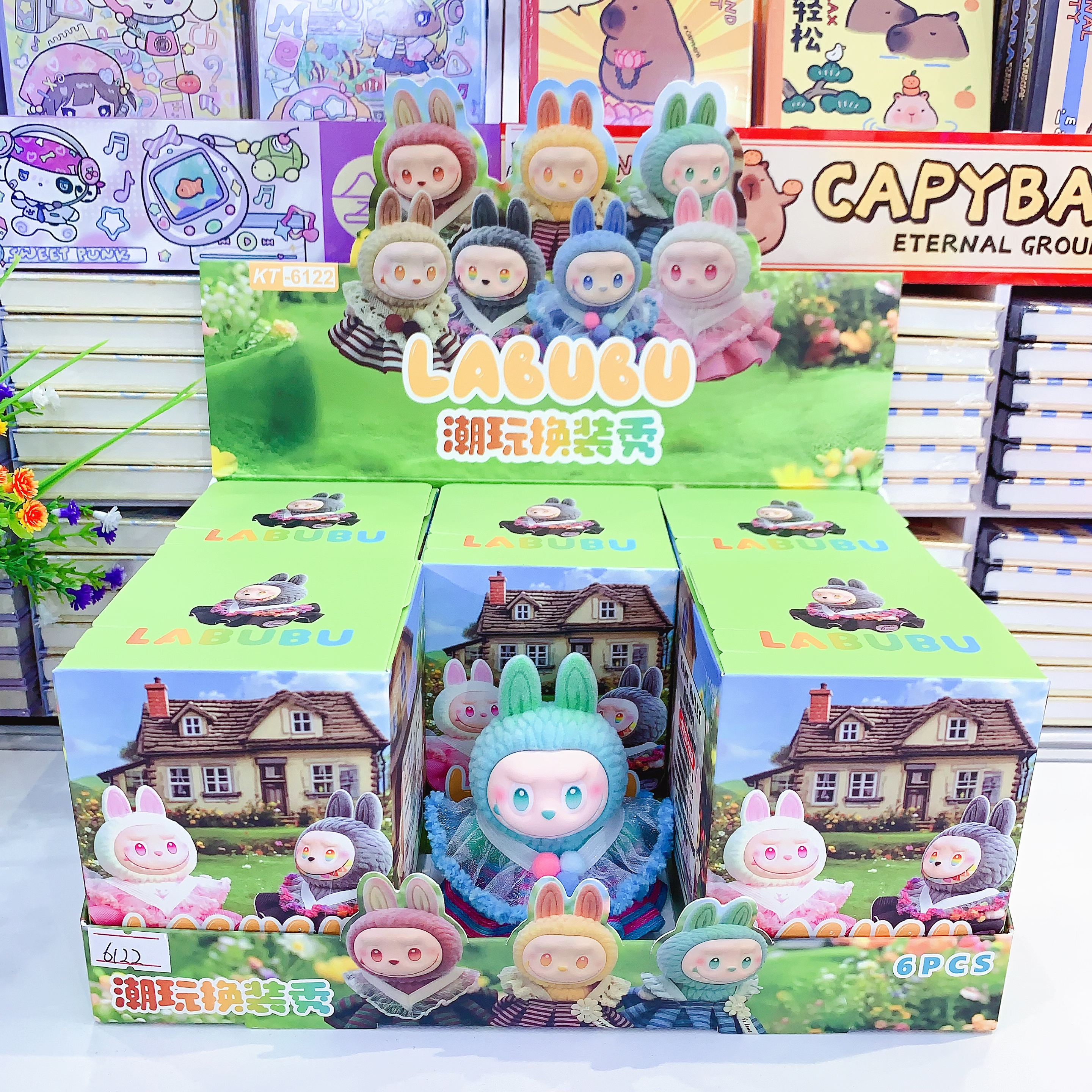 拉布布公仔盲盒换装秀环保树脂植绒labubu潮玩手办汽车桌面小摆件