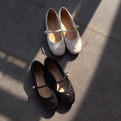 SmileRainbow藤格纹平底芭蕾鞋