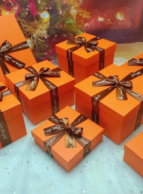 橙色50CM正方形生日礼品盒商场4S店礼物包装盒橱窗堆头拍照道具盒