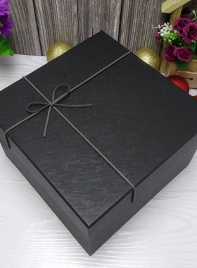 黑色男生520超大正方形礼品盒生日礼物圣诞礼物篮球鞋盒零食包装