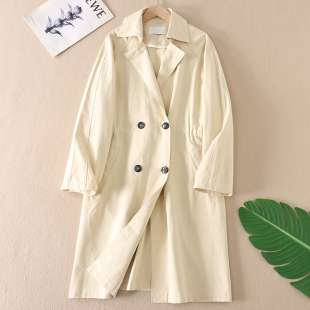 春秋韩版气质中长款双排扣风衣女经典百搭宽松法式慵懒风外套B846