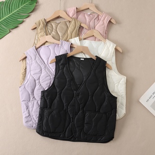 显瘦风衣内搭坎肩马甲B19 保暖深V领修身 轻盈短款 叠穿小背心女冬季
