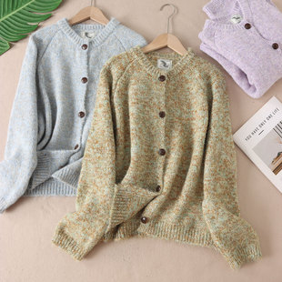 450克~订染花纱高级感毛衣开衫女秋冬温暖慵懒风针织外套 WA198