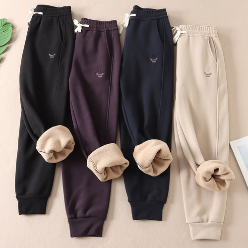 630克加厚绒防风运动休闲卫裤女